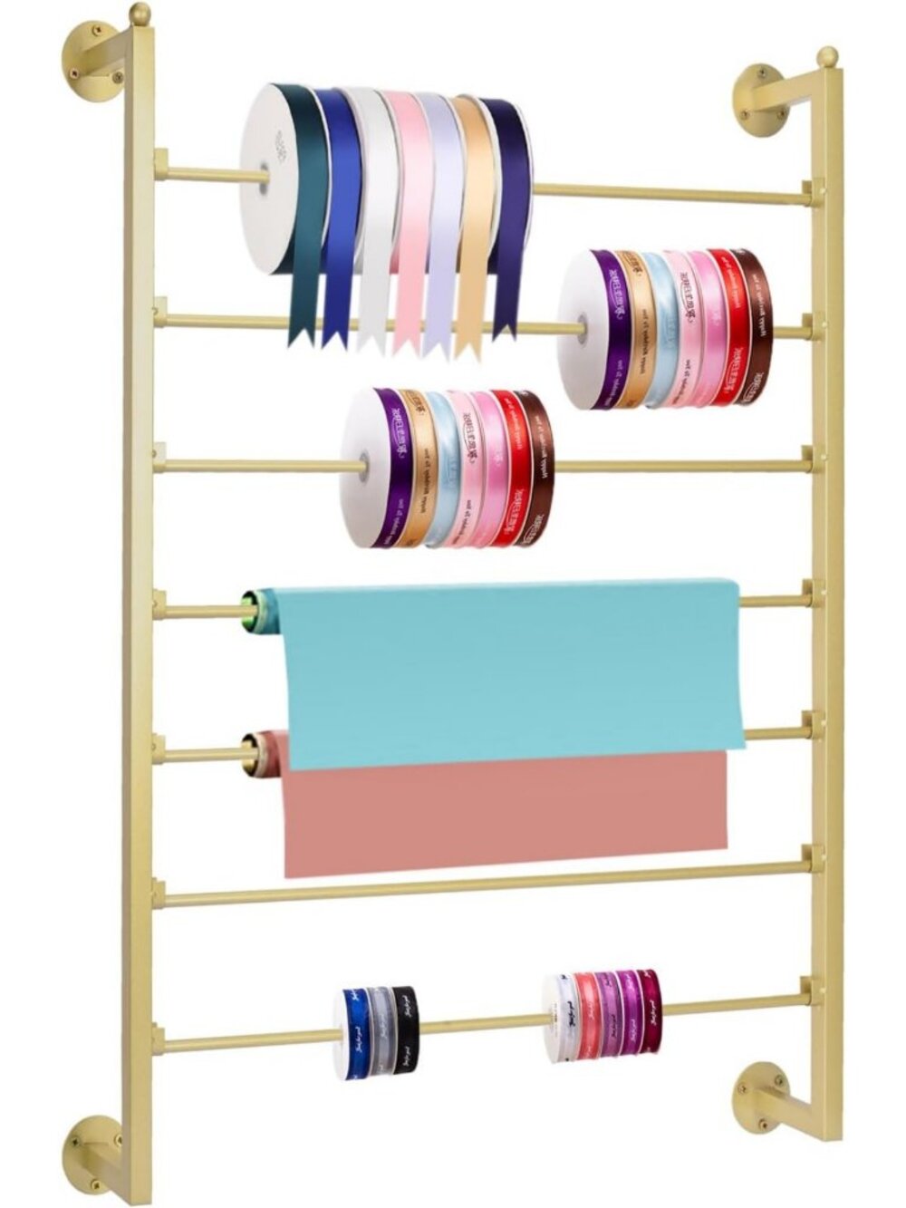 Wall-Mounted Ribbon Storage Organizer - 7-Tier Metal Holder for Crafts & Gift
